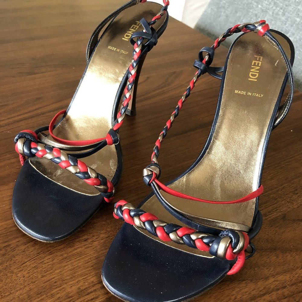 Fendi Braided Leather Heels